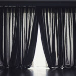 black curtains